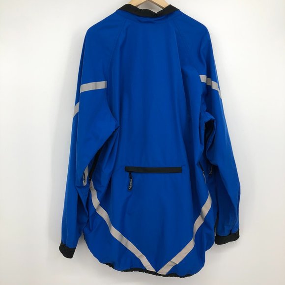 Running Room cobalt blue reflective collapsible jacket Unisex XXL packable - Picture 16 of 16